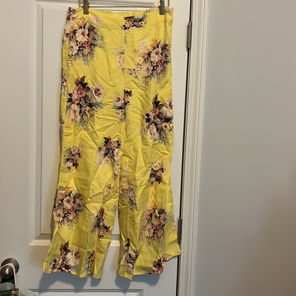 Anthropologie Feather Bone size 6 yellow floral pants Talese - Picture 4 of 12